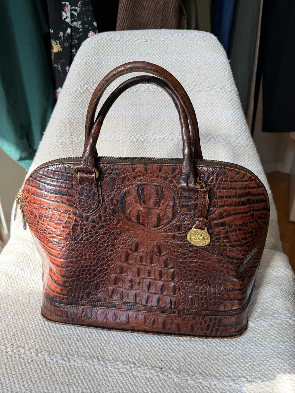Brahmin duxbury satchel in pecan brown